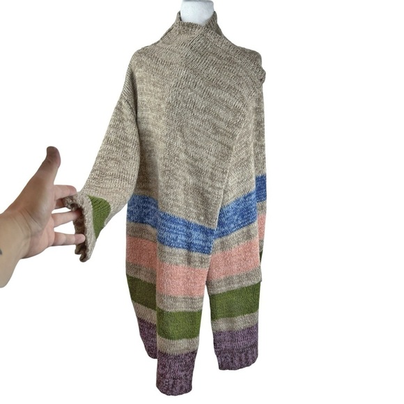 COLOR SWATCH Women's Brown Multi-Color Massive Oversized Blanket Wrap Sweater - Picture 2 of 7